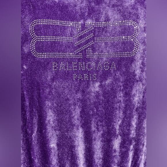 Balenciaga Zipped Velvet Hoodie Purple Sequin Velvet Hoodie XL AUTHENTIC - Picture 4 of 13